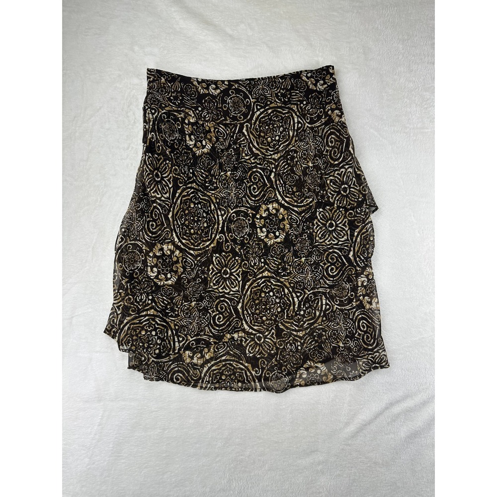 La Redoute Skirt Womens 8 Brown Medallion A-Line Knee Length Boho Summer